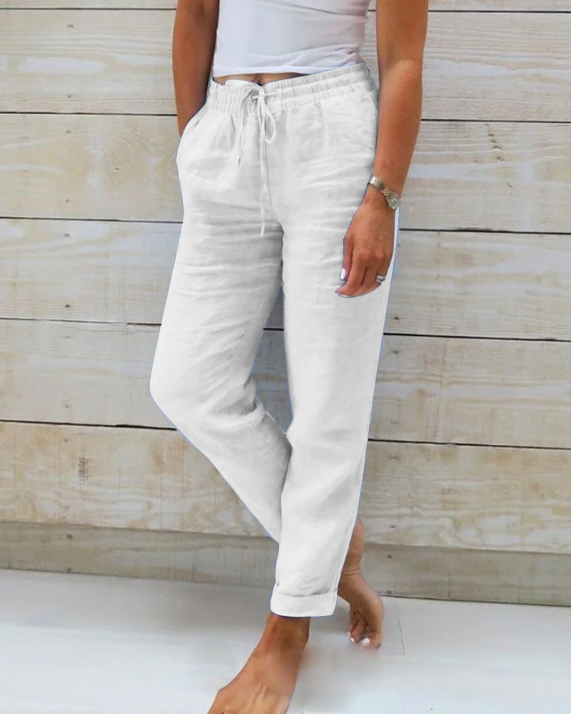 Dames broek hoge taille | Losvallende pasvorm met comfortabele tailleband