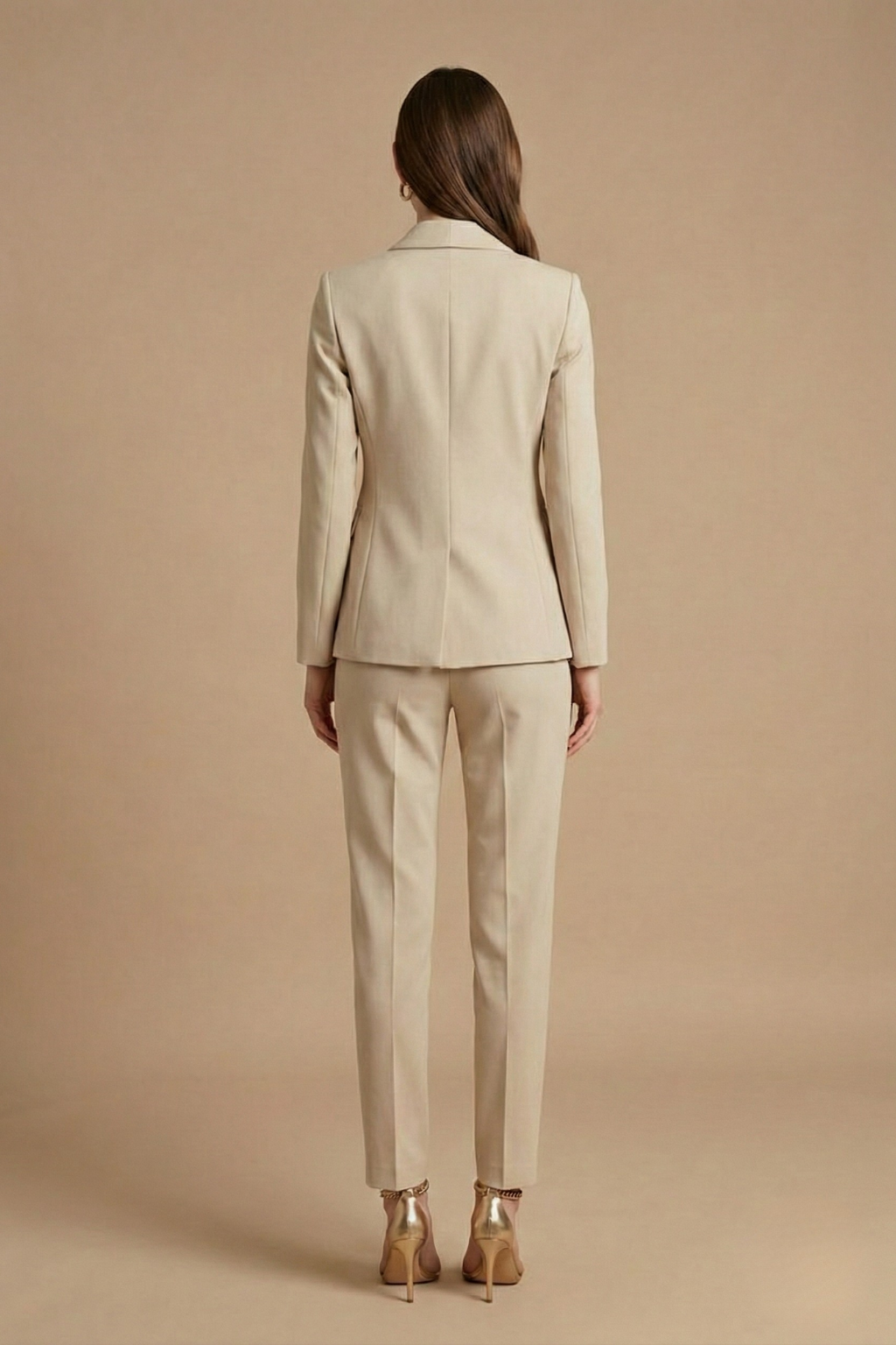 Dames Tweedelige Pakset – Blazer met Sjaalkraag en Rechte Broek