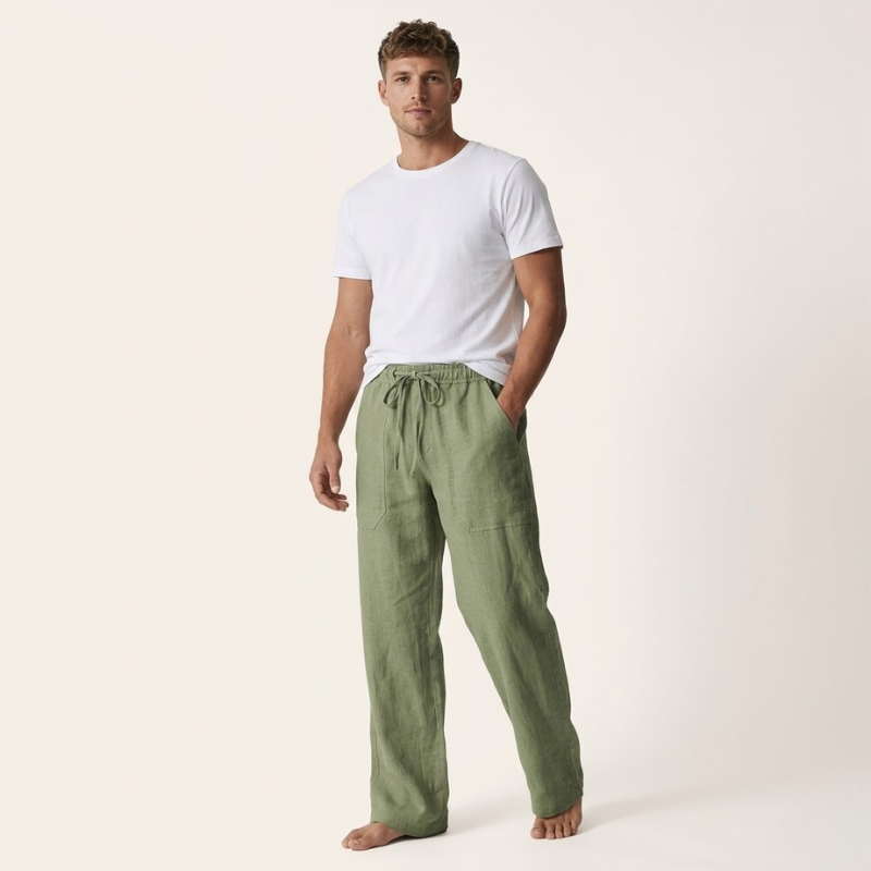 Heren Linnen Broek – Rechte Snit – Luchtig Zomer Casual Ontwerp