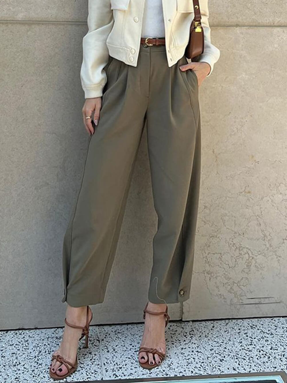 Dames Pantalon met Hoge Taille – Taps Toelopende Pasvorm met Plooien