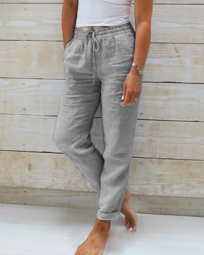 Dames broek hoge taille | Losvallende pasvorm met comfortabele tailleband