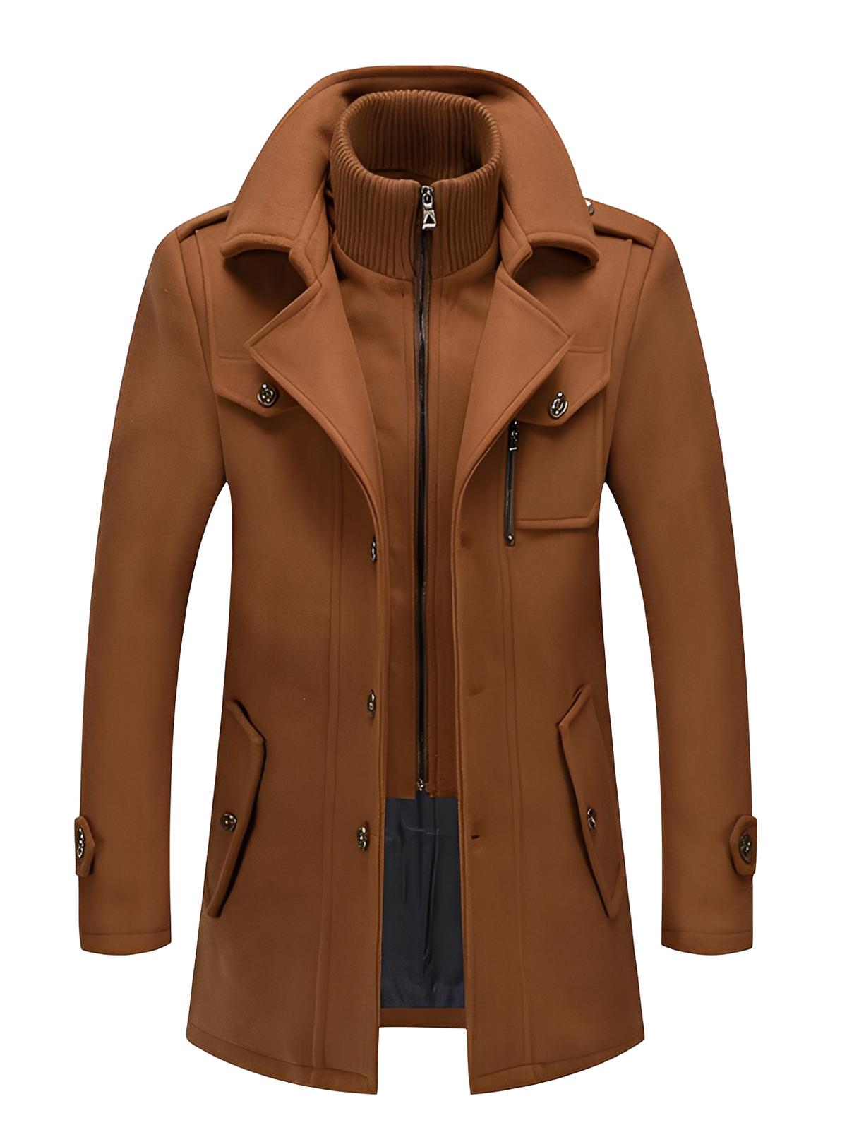Winterjas Heren Halflang – Bruin - beeld 1