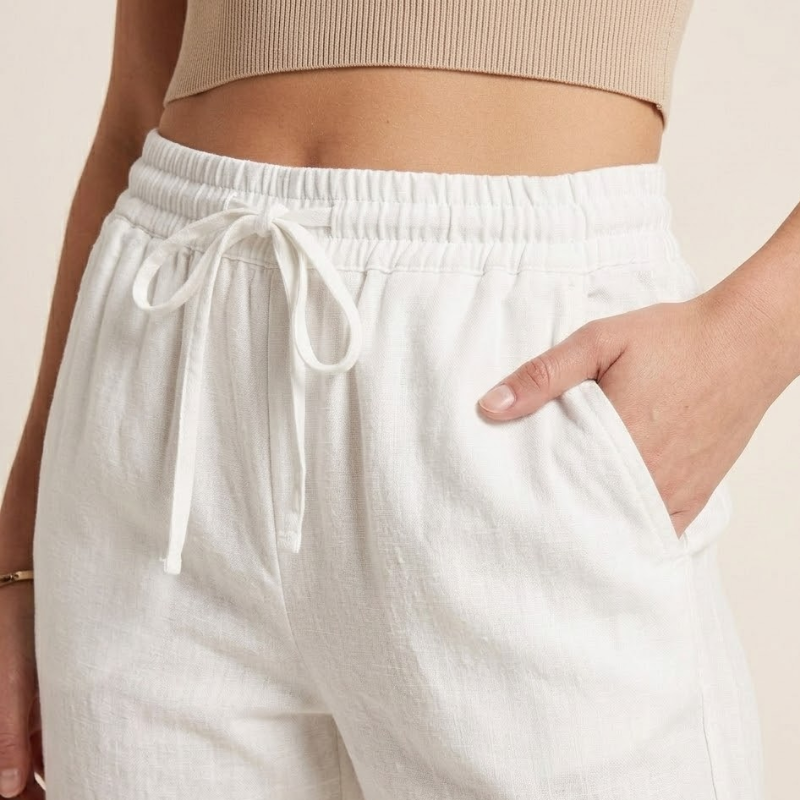 Linnen Broek Dames – Wijde Pijpen – Zomer Broek met Elastische Taille