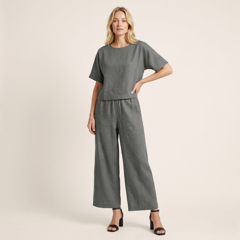 Dames Co-ord Set – Wijde Broek – Luchtig Casual Zomer Ontwerp
