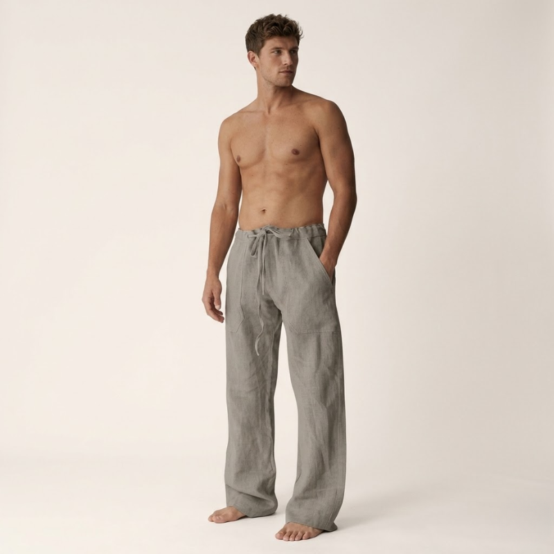 Heren Linnen Broek – Rechte Snit – Luchtig Zomer Casual Ontwerp