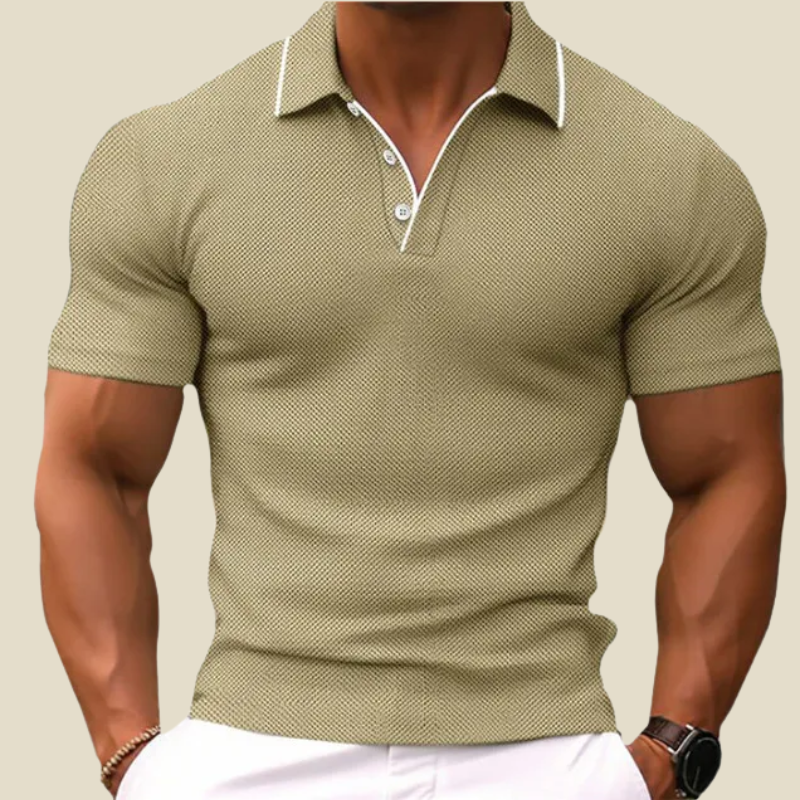 Heren Polo met Contrast Kraag – Slim Fit met Korte Mouwen