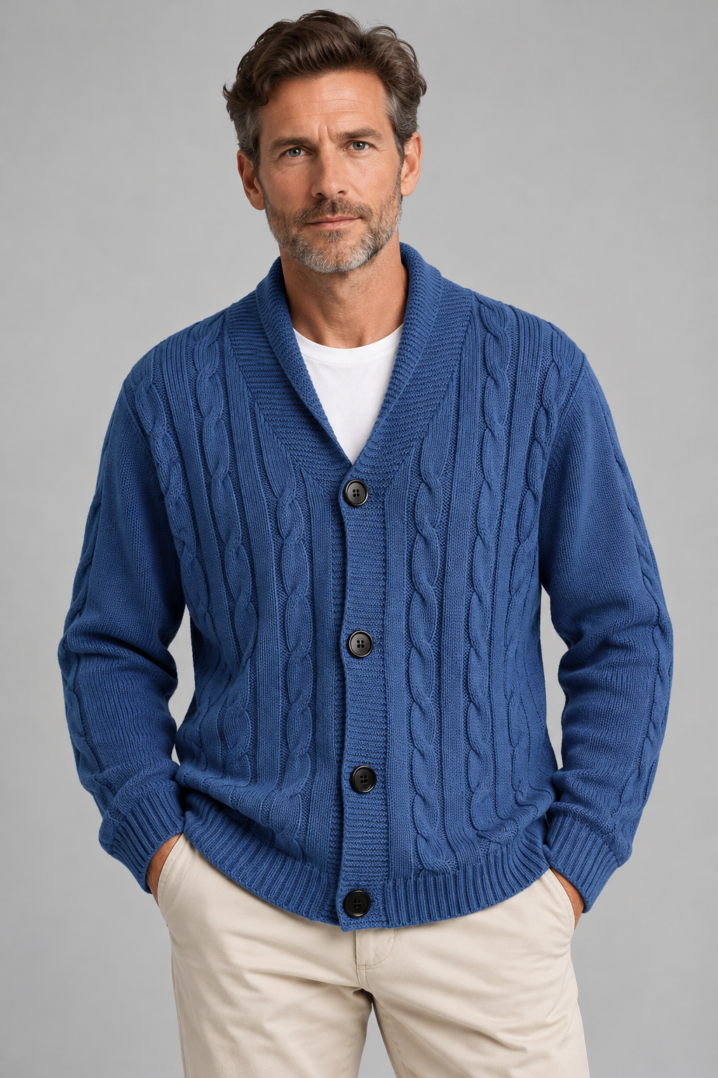 Gebreid Vest Heren – Blauw - beeld 5