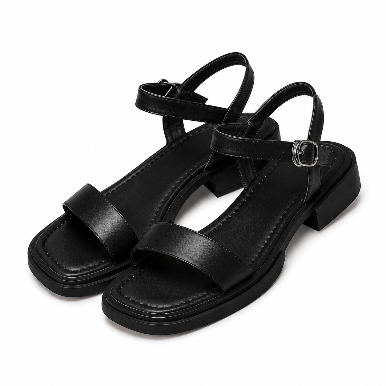 Dames Sandalen met Lage Hak – Verstelbare Gesp – Retro Stijl