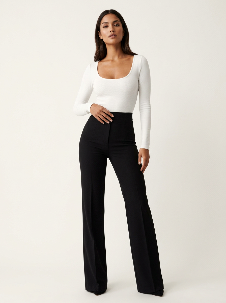 Dames Flared Broek – Hoge Taille – Vrouwelijk Casual Ontwerp