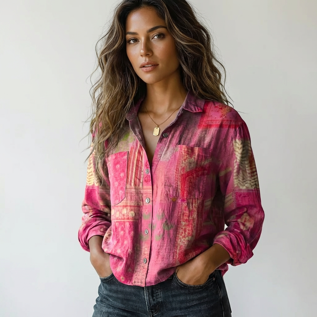 Dames Overhemd – Botanische Print – Casual Veelzijdig Ontwerp