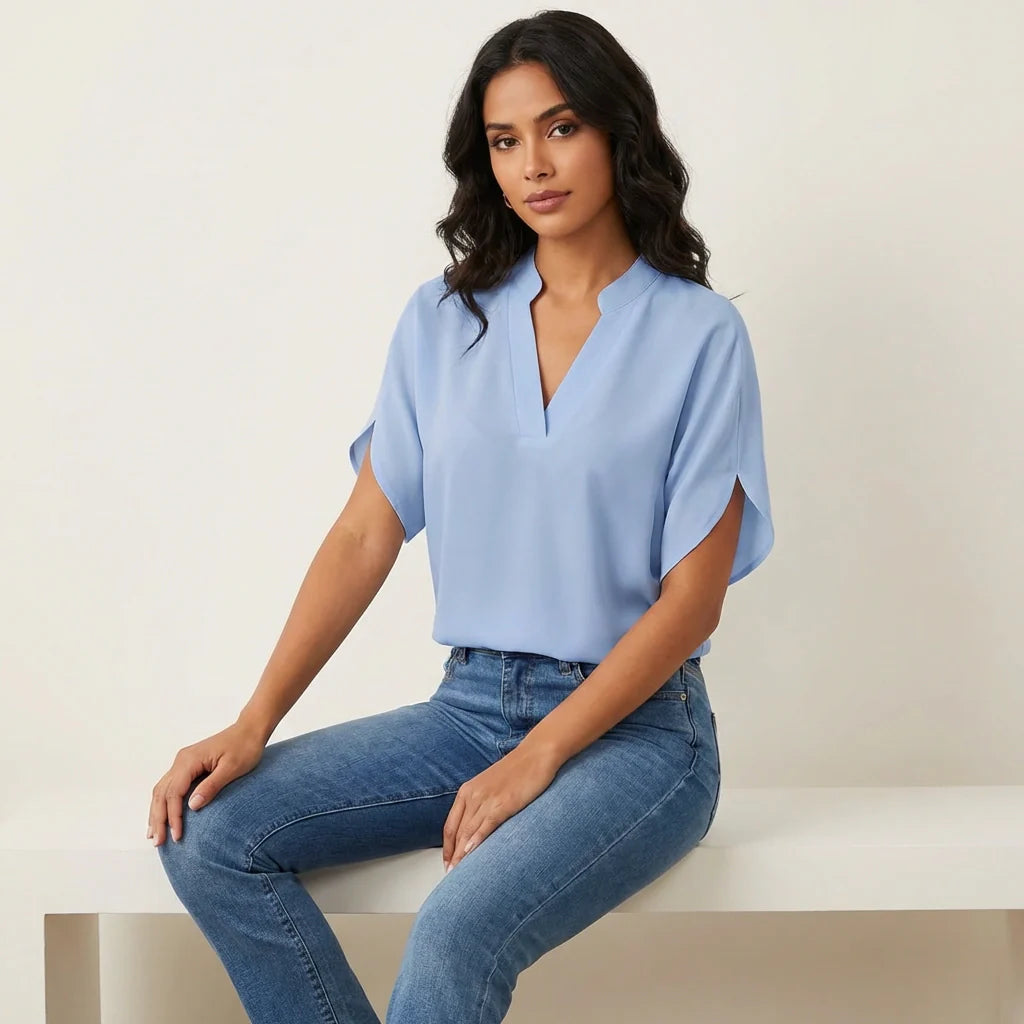 Dames Zomer Blouse – V-hals – Luchtig Casual Ontwerp