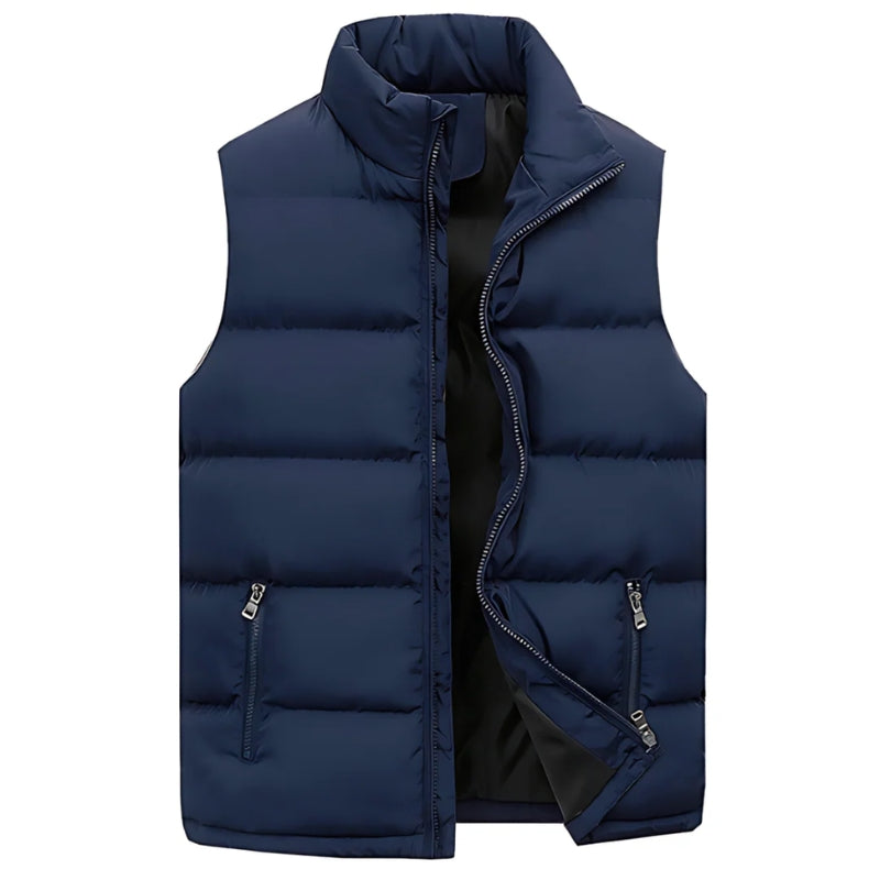Heren Gewatteerde Bodywarmer – Mouwloos Ontwerp met Ritssluiting en Zakken