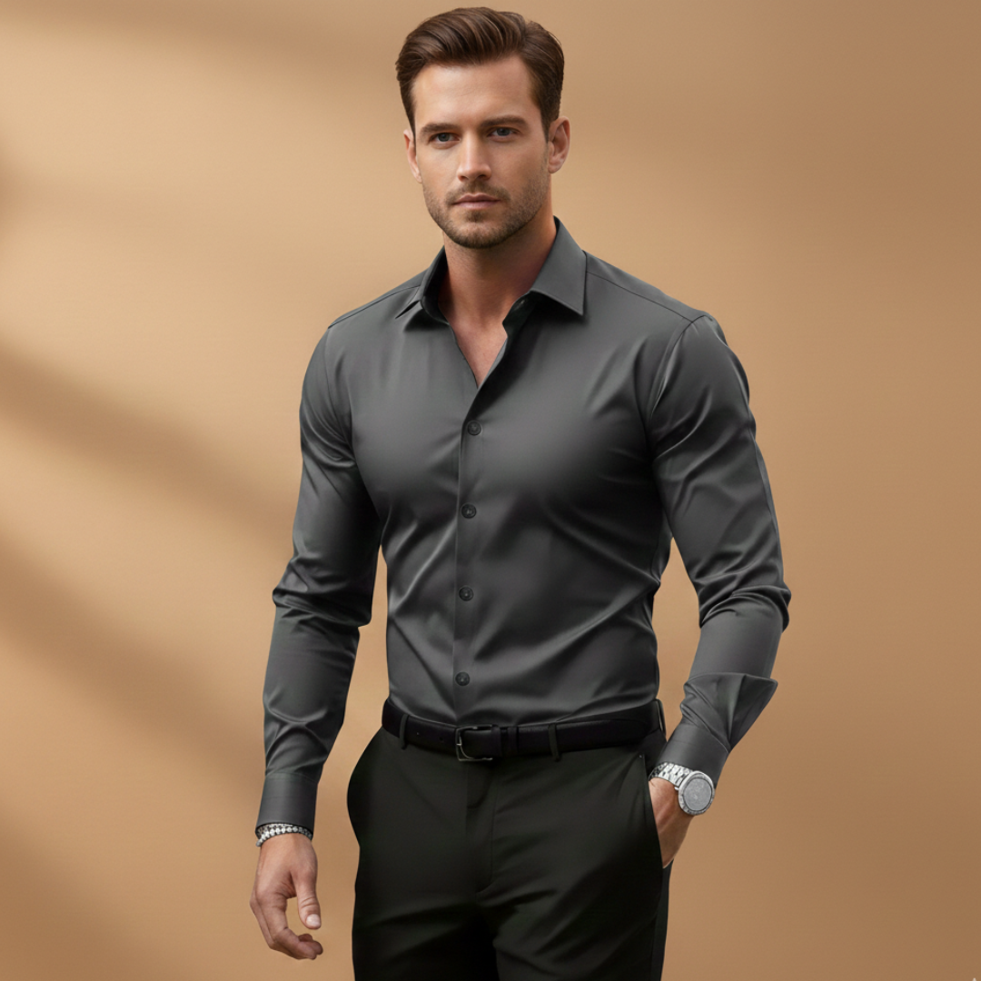 Heren Overhemd met Slim Fit – Klassieke Kraag en Knoopsluiting