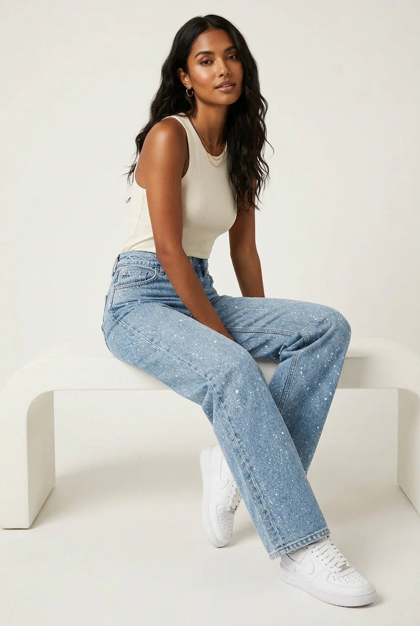 Dames High Waist Jeans – Rechte Pijpen – Moderne Casual Pasvorm