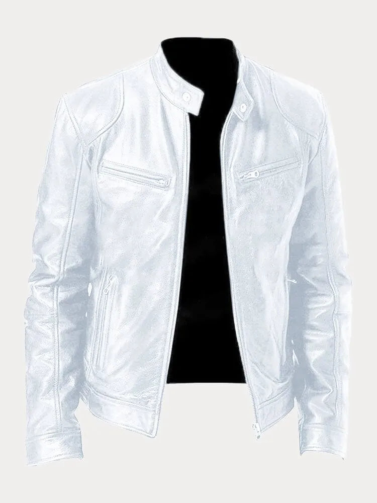 Jas Heren Leerlook – Wit - beeld 8