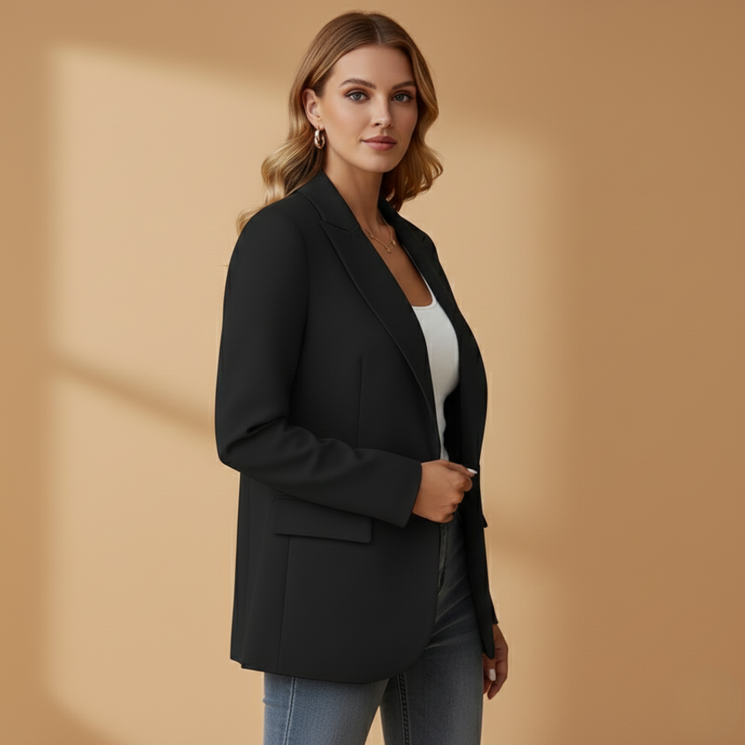 Dames Blazer met Reverskraag – Enkele Knoopsluiting en Klepzakken