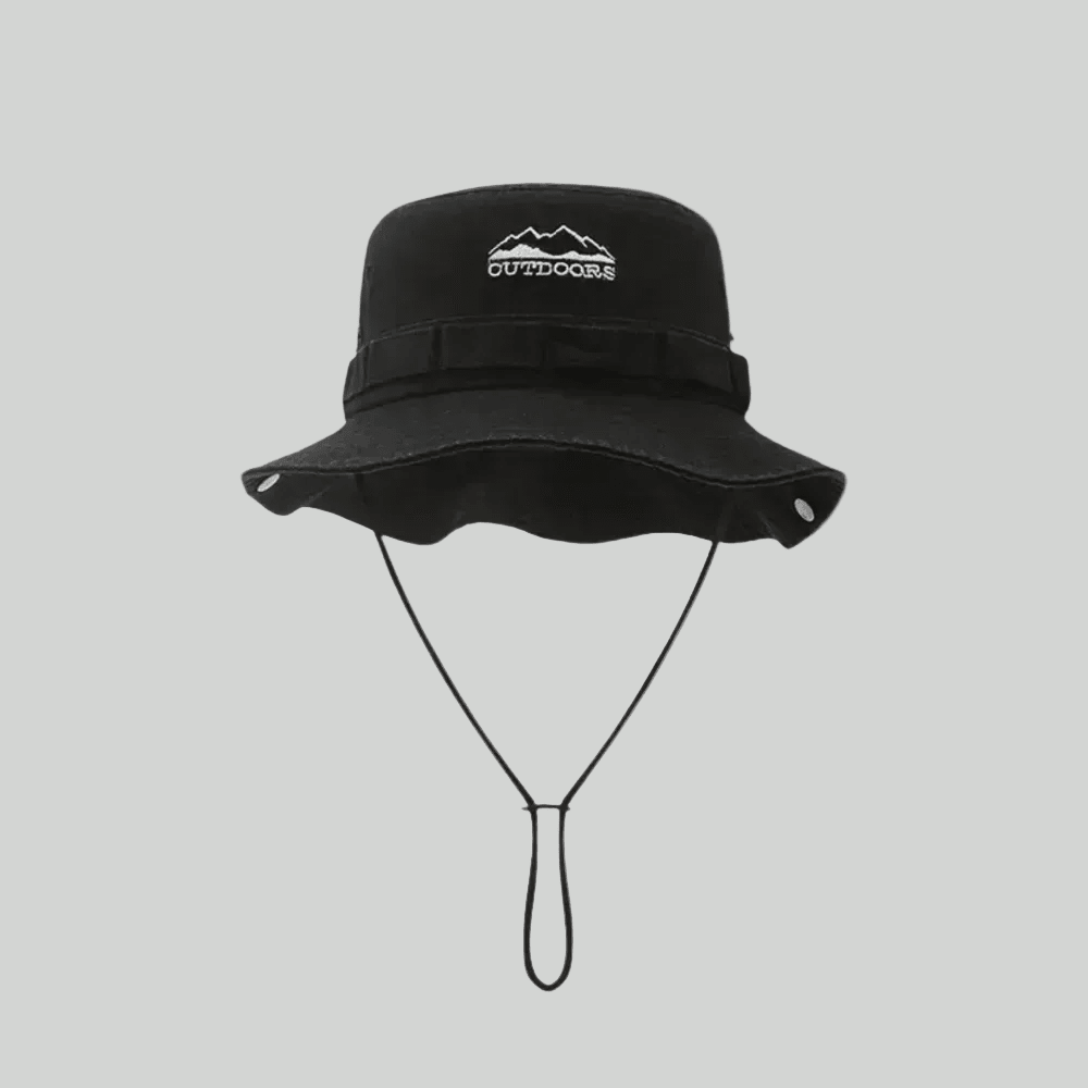 Ademende Katoenen Outdoor Hoed – Lichtgewicht Zonbescherming - De Mode OutletBLACK-JZ97W24
