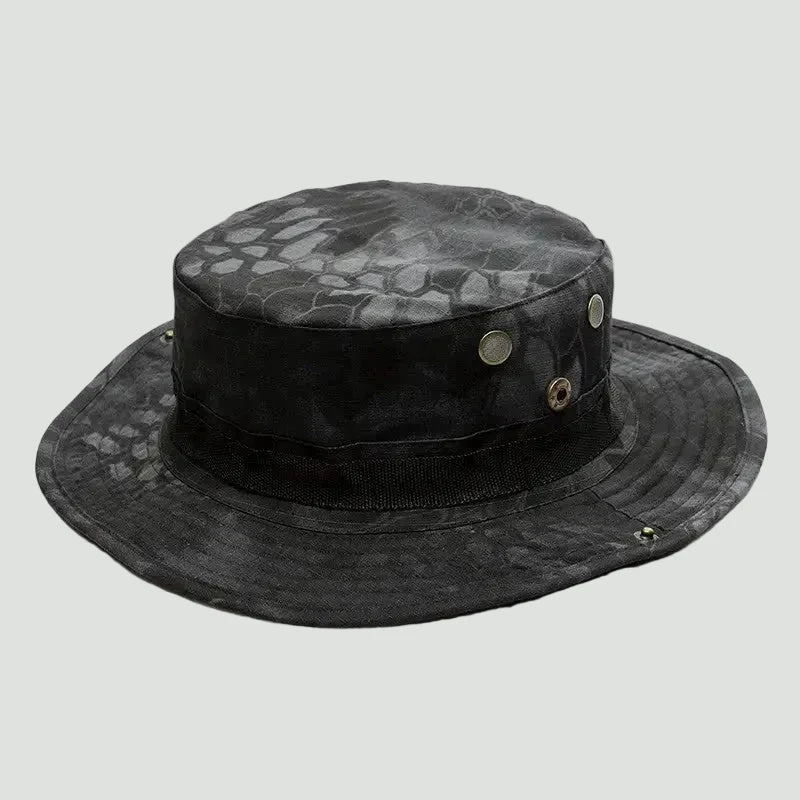 Ademende Lichtgewicht Bush Hoed – Opvouwbare Zonbescherming voor Outdoor Gebruik - De Mode OutletBLACK PYTHON PRINT-FN74Q89
