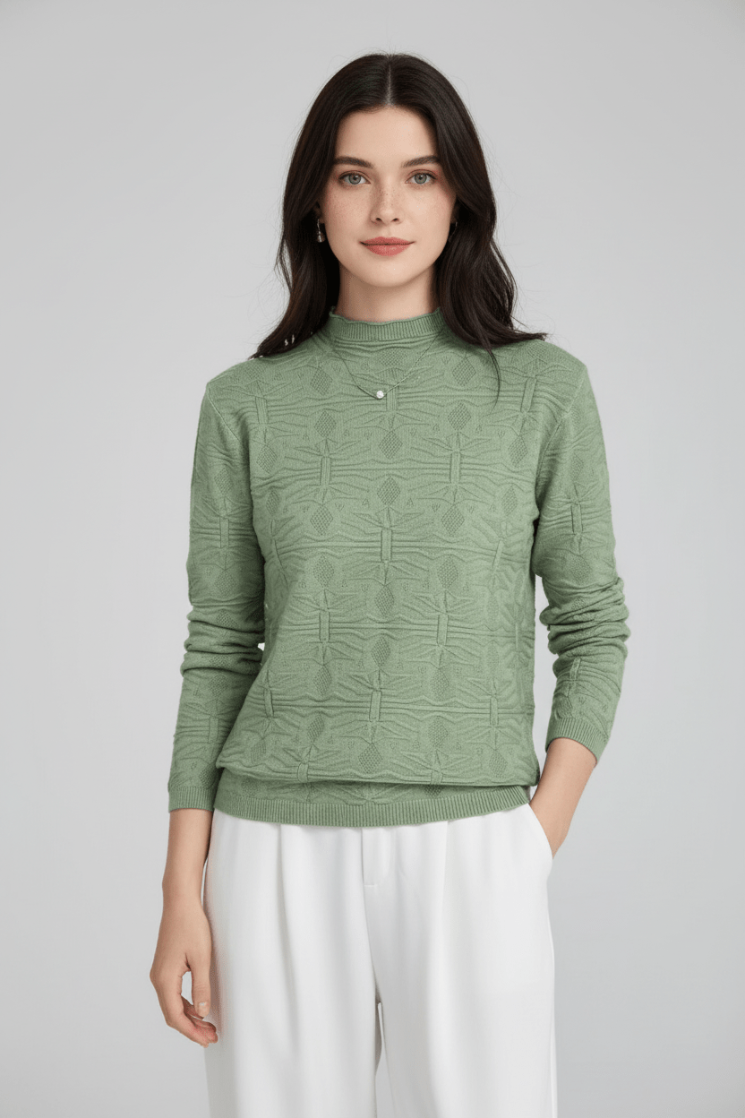 Dames Trui met Fijne Textuur en Mockneck | Slim Fit & Tijdloze Elegantielook