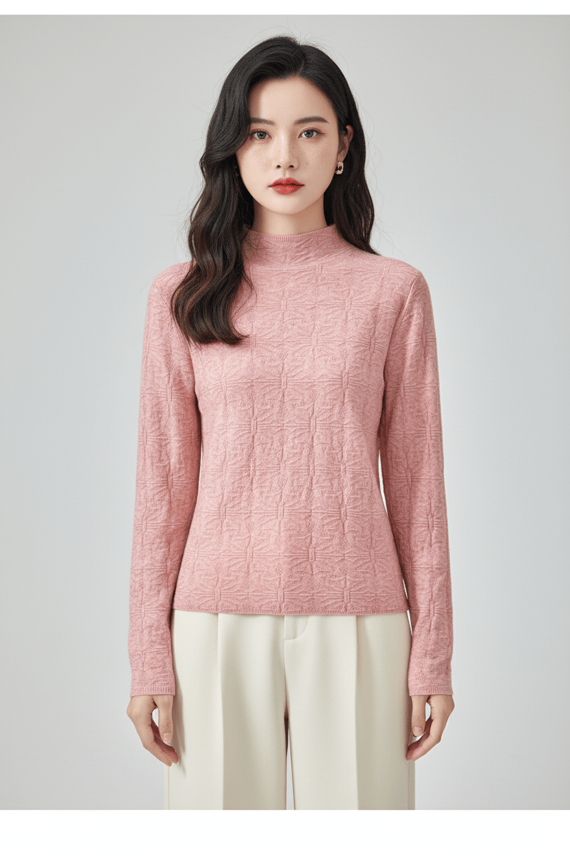 Dames Trui met Fijne Textuur en Mockneck | Slim Fit & Tijdloze Elegantielook