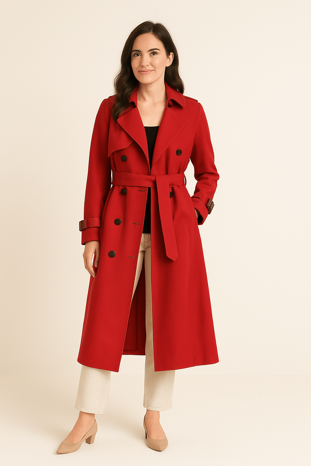 Dames trenchcoat | Dubbelrij knopen met ceintuur en klassieke pasvorm