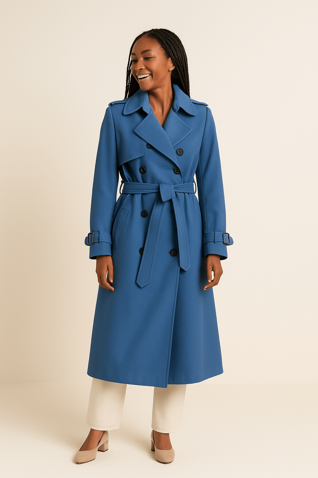 Dames trenchcoat | Dubbelrij knopen met ceintuur en klassieke pasvorm