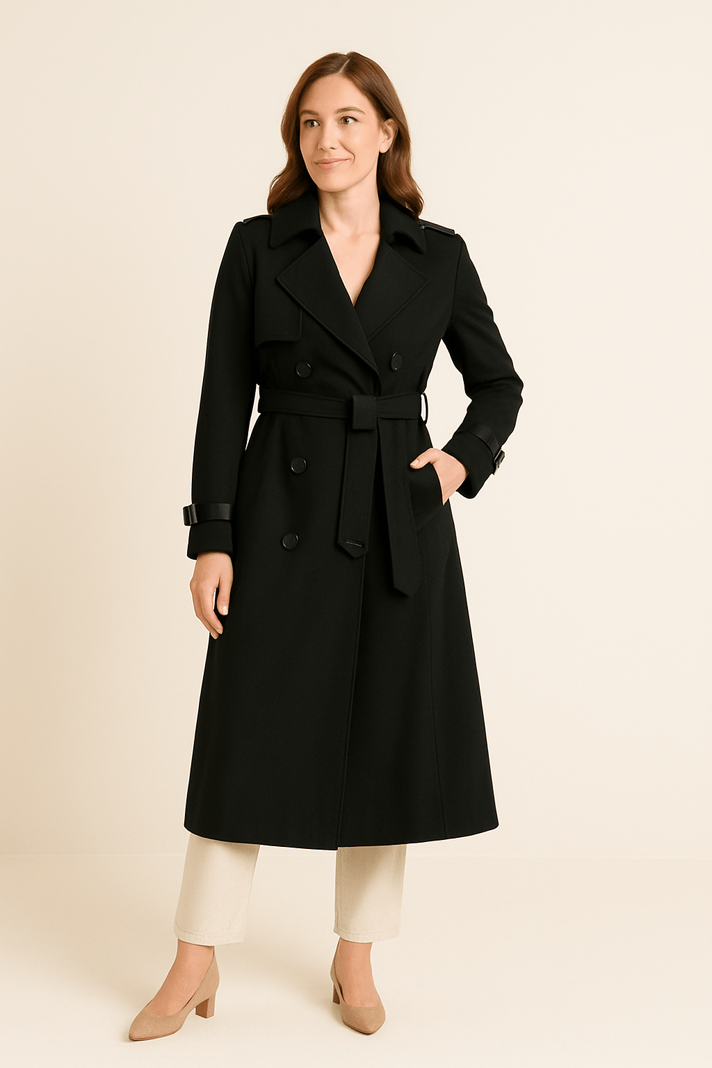 Dames trenchcoat | Dubbelrij knopen met ceintuur en klassieke pasvorm