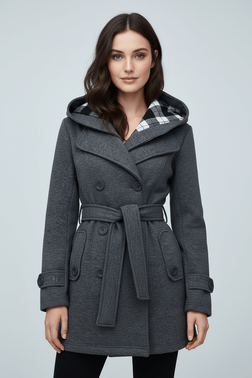 Dames Mantel Met Ceintuur En Capuchon | Dubbelrijige Sluiting & Warme Wolmix