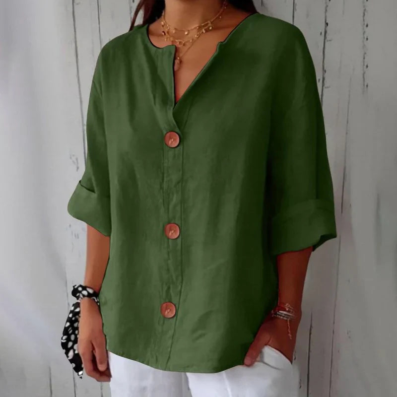Dames V-Hals Blouse - Luchtige Blouse met Korte Mouwen voor Zomer
