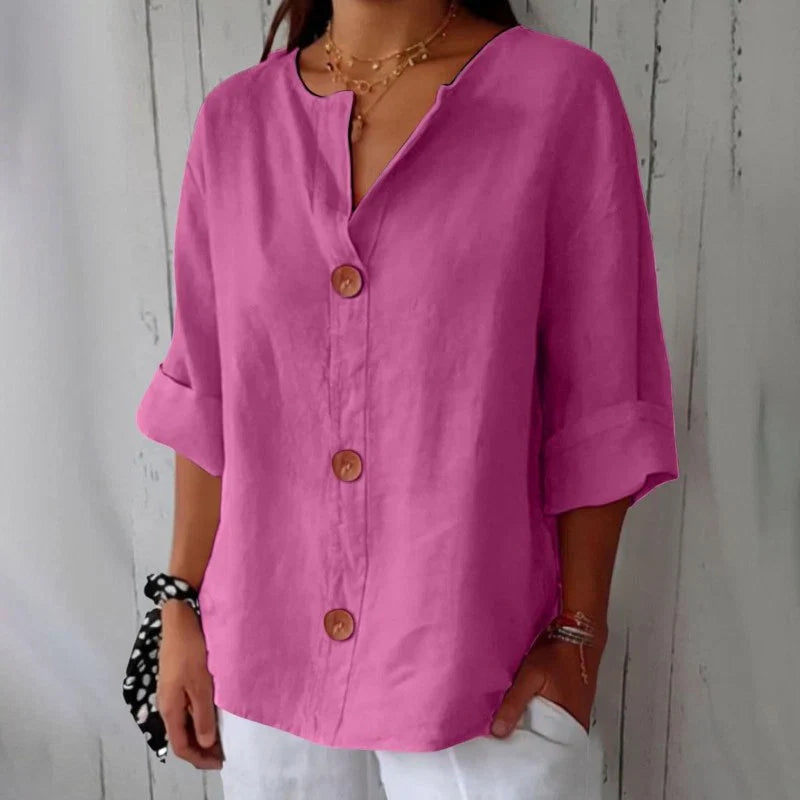 Dames V-Hals Blouse - Luchtige Blouse met Korte Mouwen voor Zomer