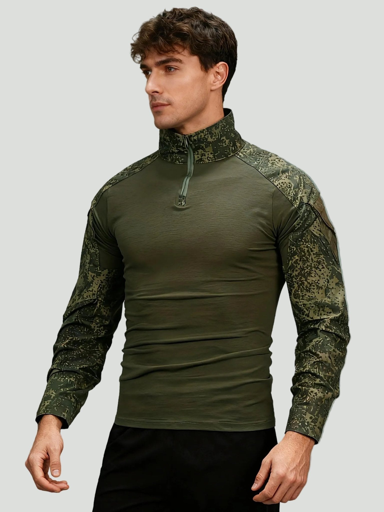 Camouflage Tactisch Shirt met Lange Mouwen voor Heren – Half - Zip Outdoor Laag - De Mode Outlet