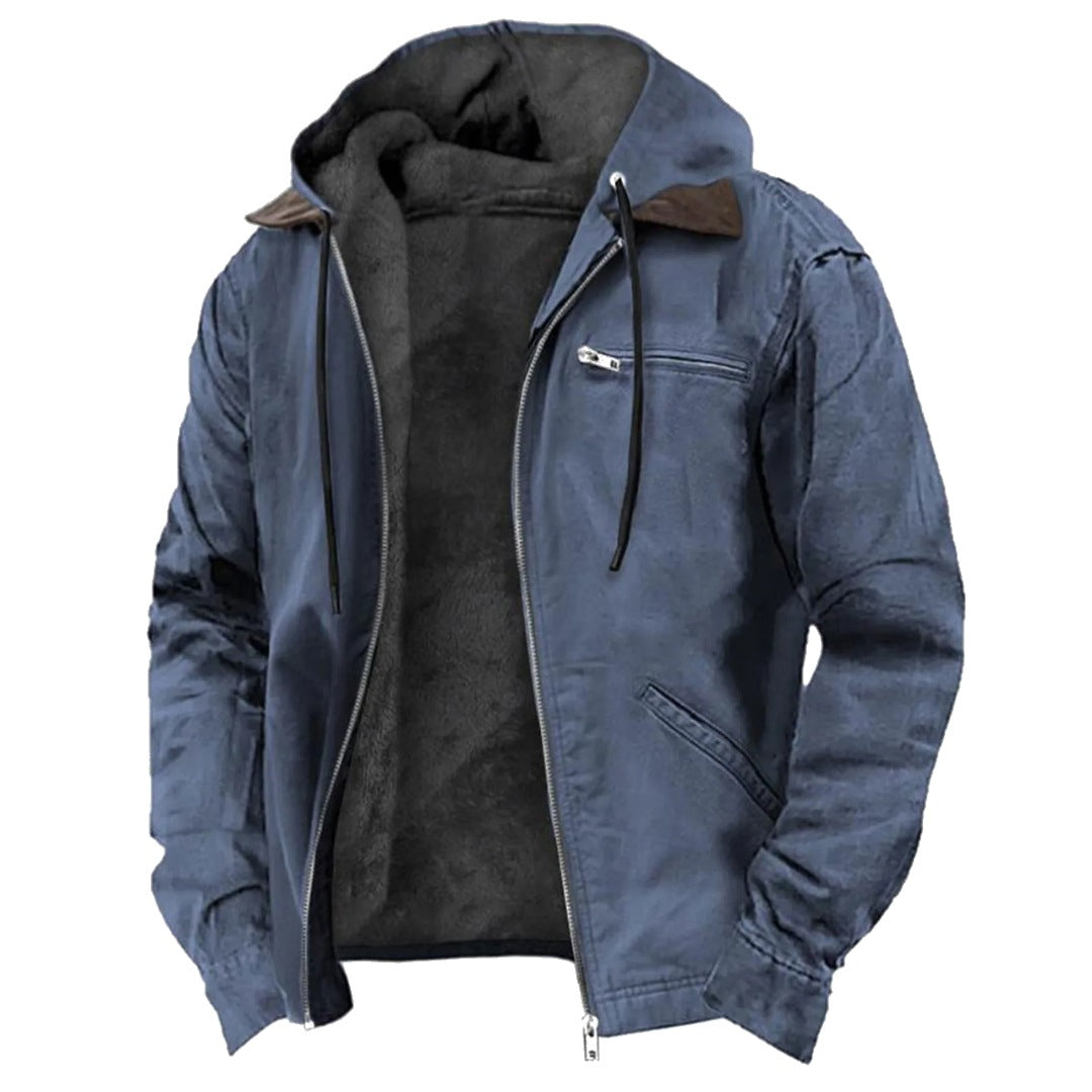 Winterjas Heren Fleece Gevoerd – Blauw - beeld 1