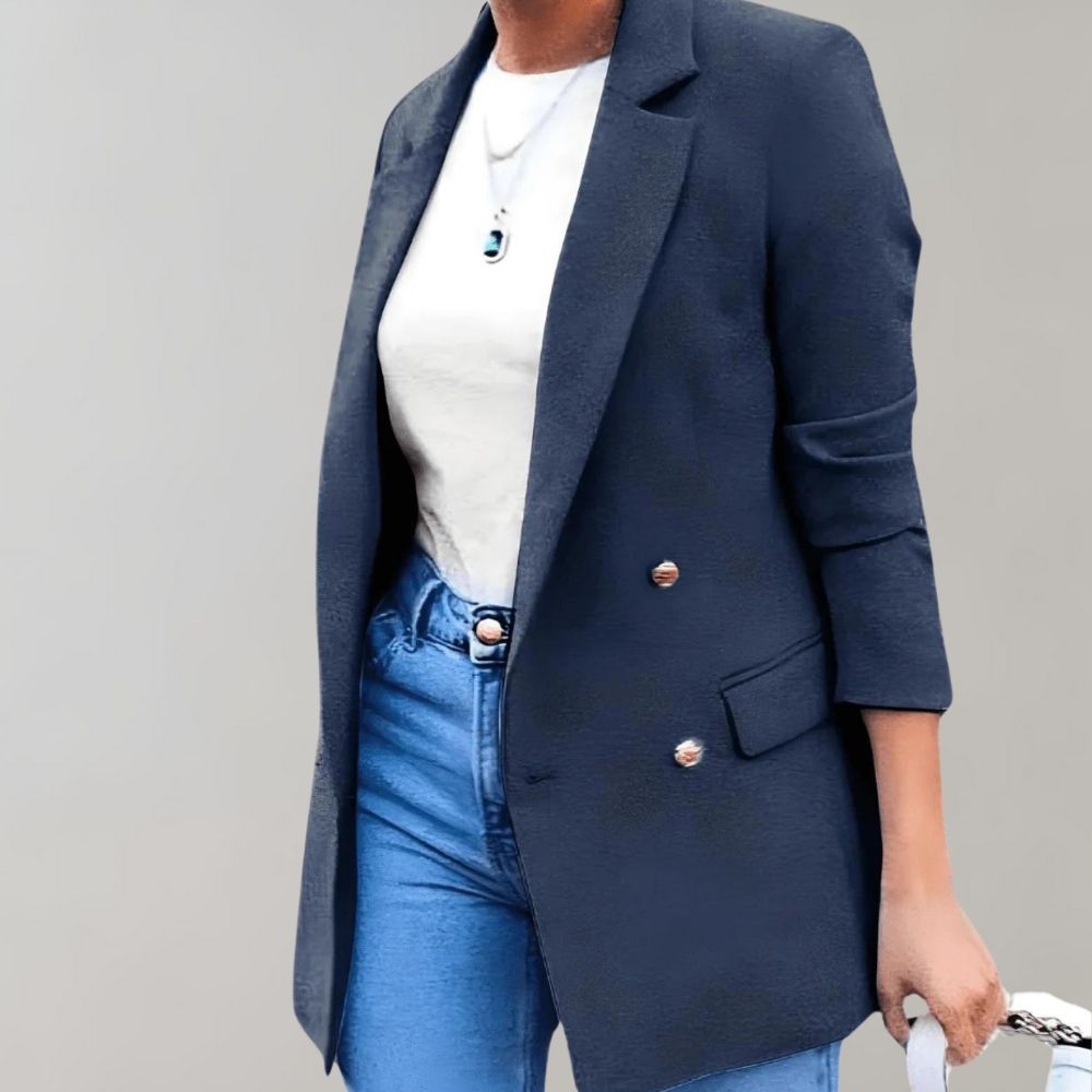 Dames blazer | Elegante uitstraling met getailleerde pasvorm - De Mode OutletLiina-Navy-S