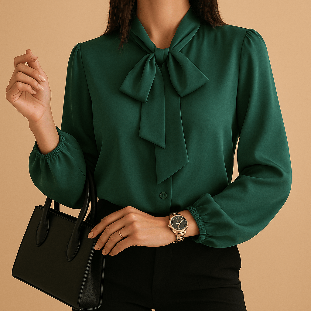 Dames Blouse met Strikdetail | Tijdloze elegantie met zacht comfort - De Mode OutletMH017001