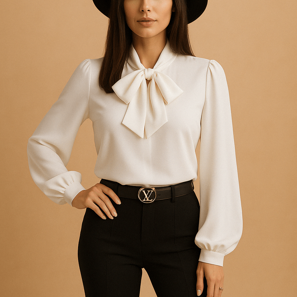 Dames Blouse met Strikdetail | Tijdloze elegantie met zacht comfort - De Mode OutletMH017009
