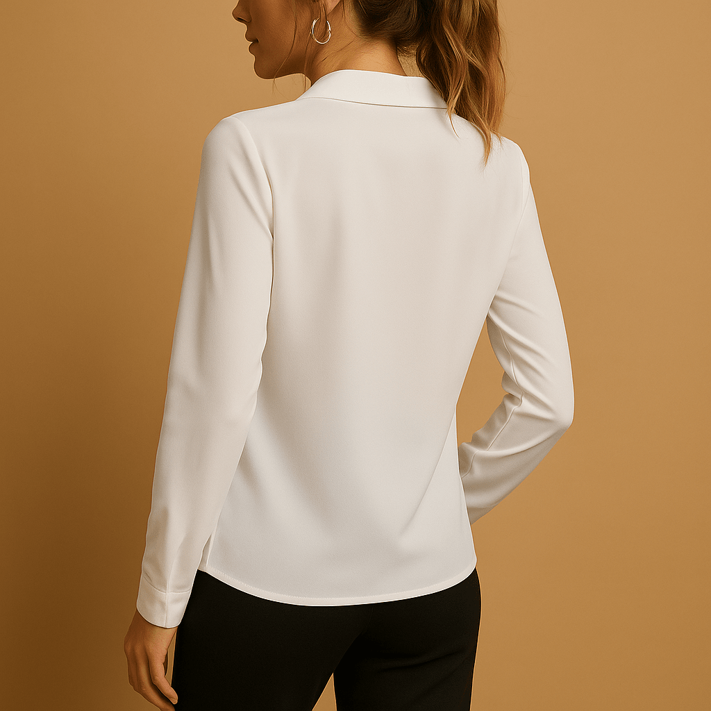 Dames Effen Blouse met Klassieke Kraag | Tijdloze stijl met vrouwelijke pasvorm - De Mode OutletDWOD2-QP680001