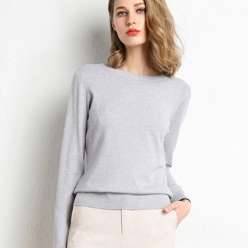 Dames Gebreide Trui met Ronde Hals en Comfortabele Pasvorm - De Mode Outlet00368847077020