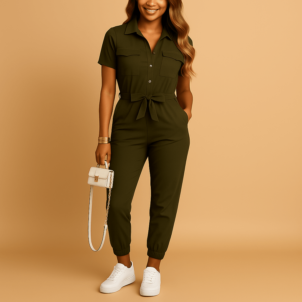 Dames jumpsuit met knoopsluiting | Getailleerd & elegant model - De Mode OutletEB703001