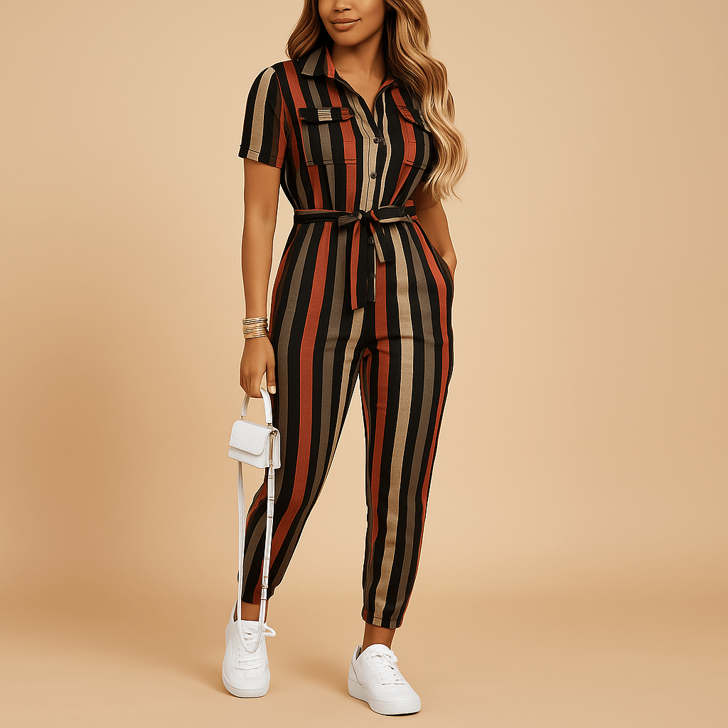 Dames jumpsuit met knoopsluiting | Getailleerd & elegant model - De Mode OutletEB703050