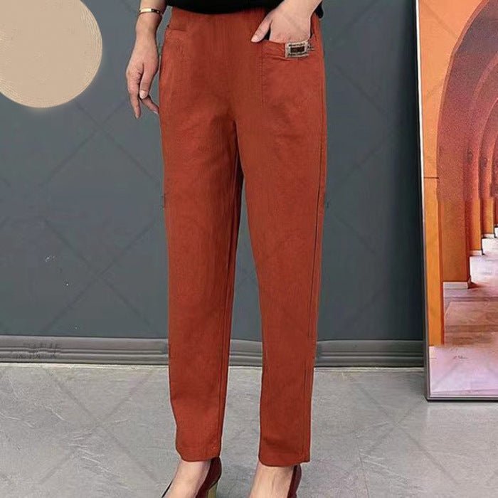 Dames Katoenen Broek met Elastische Pasvorm en Comfortabel Design - De Mode Outlet