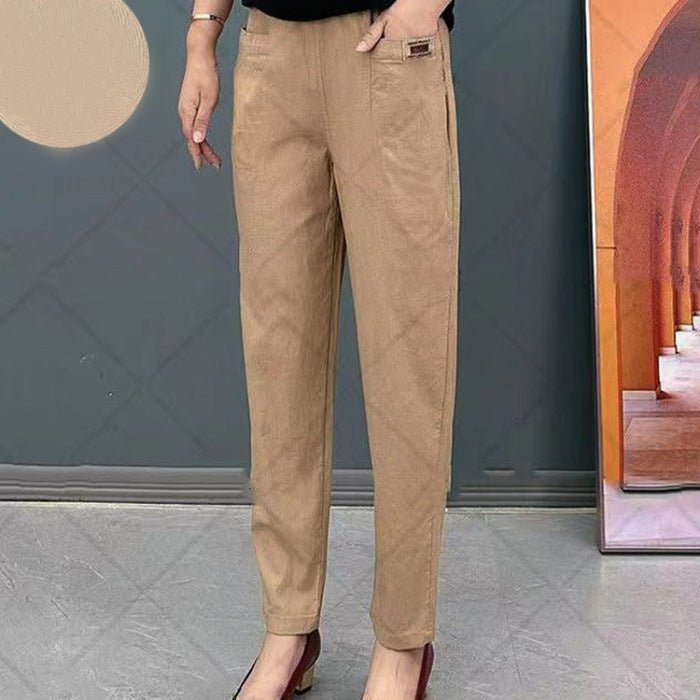 Dames Katoenen Broek met Elastische Pasvorm en Comfortabel Design - De Mode Outlet
