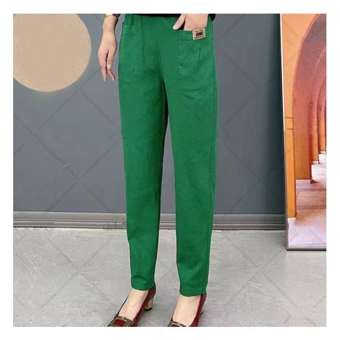 Dames Katoenen Broek met Elastische Pasvorm en Comfortabel Design - De Mode Outlet