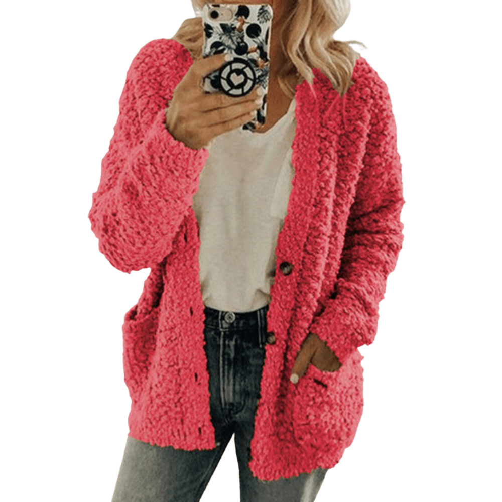 Dames Teddy Jack met Capuchon – Zacht, warm en casual stijlvol - De Mode Outlet7662968963158-Roze/S