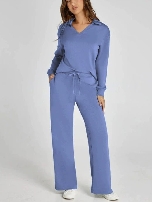 Dames Vrijetijdsset met Zipper Pullover en Wijde Broek | Comfortabel en Modern - De Mode OutletSKU_1758725128828_825
