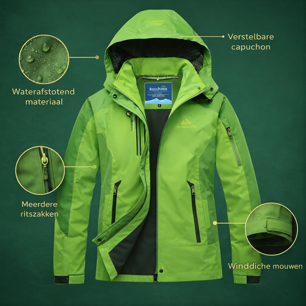 Geïsoleerde Regenjas – Waterafstotende Outdoor Laag voor Koele Omstandigheden - De Mode OutletGREEN-NT28P44