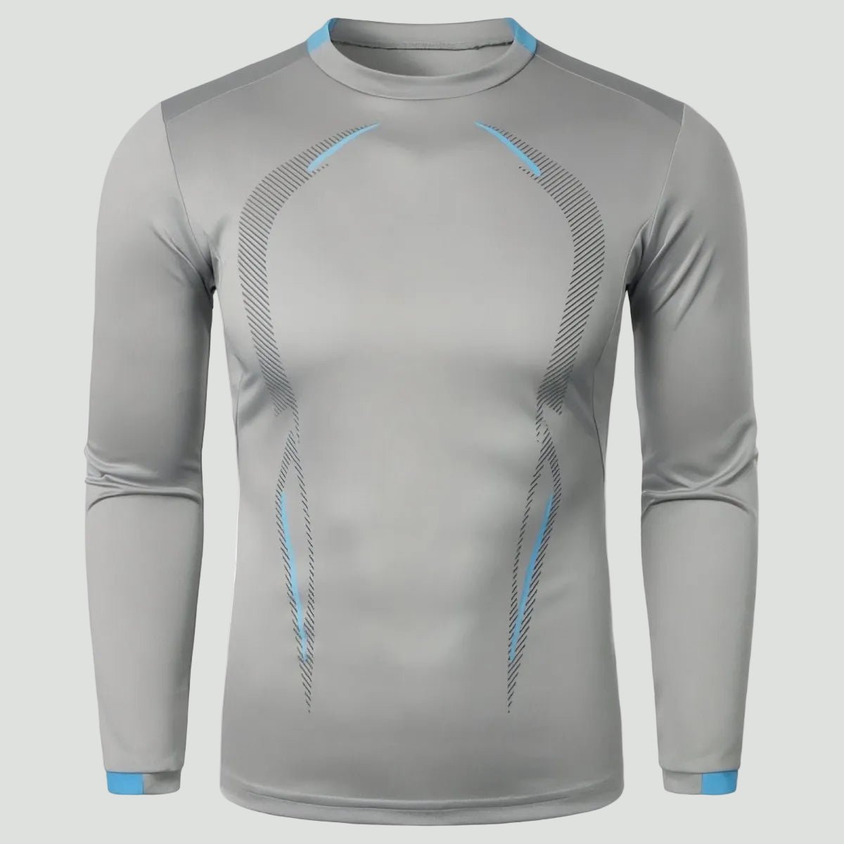 Heren Ademend Outdoor T-Shirt met Lange Mouwen – Lichtgewicht Trail Layer - De Mode OutletLIGHT GREY-OL48J12