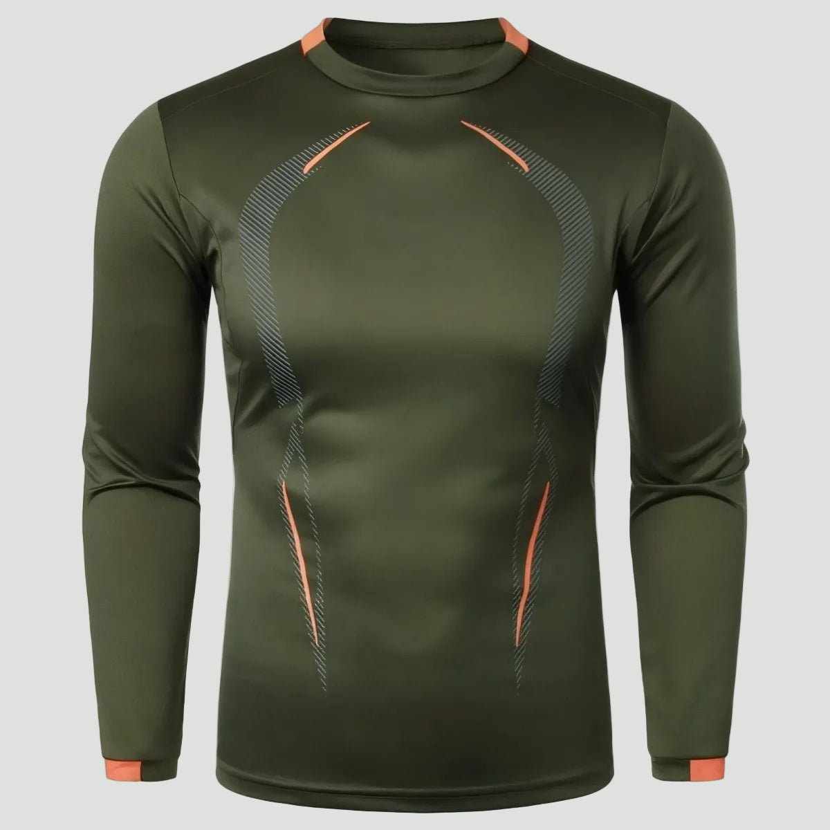 Heren Ademend Outdoor T-Shirt met Lange Mouwen – Lichtgewicht Trail Layer - De Mode OutletOLIVE GREEN-GP25N07