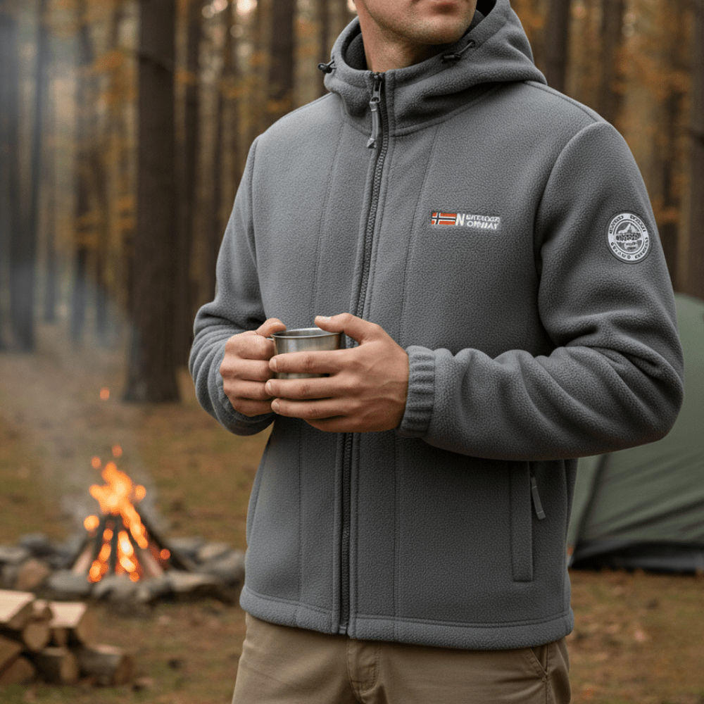 Heren Fleece Jas met Winddichte Afwerking – Ademend en Comfortabel - De Mode OutletGREY-XM15A31