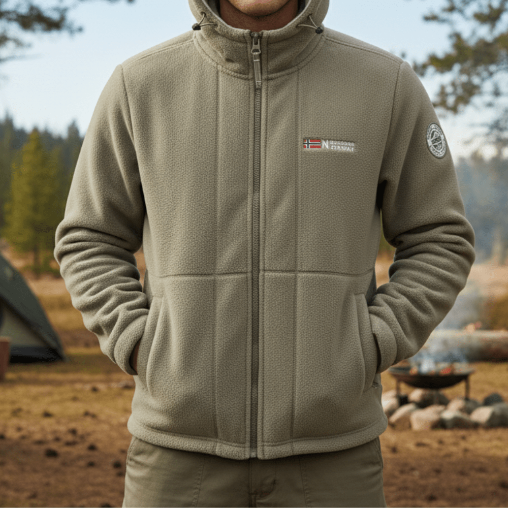Heren Fleece Jas met Winddichte Afwerking – Ademend en Comfortabel - De Mode OutletKHAKI-DS30M18