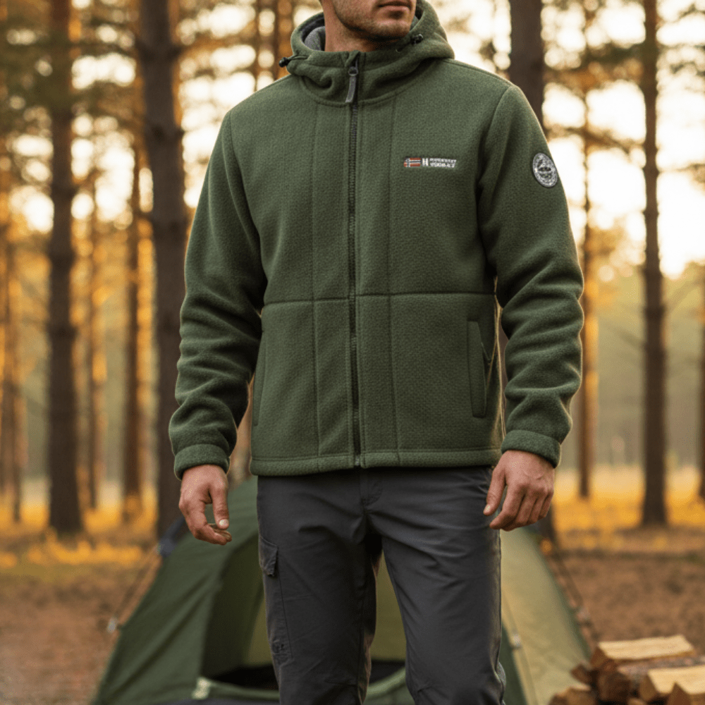 Heren Fleece Jas met Winddichte Afwerking – Ademend en Comfortabel - De Mode OutletARMY GREEN-UV21G35